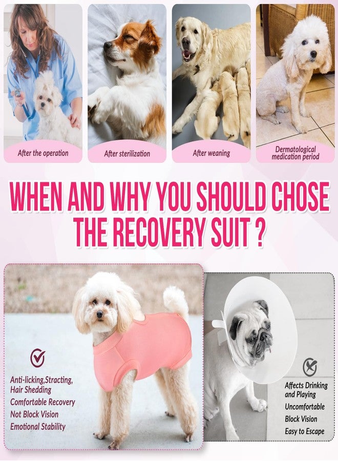 Lukovee Recovery Suit for Dogs, Onesie Surgery Recovery Suit for Female Male Dogs, Abdominal Wounds Cone E-Collar Alternative Prevent Licking Spay Recovery Suit (Peach,M) - Image 3